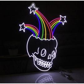  Rainbow Skull - LED Neon Sign