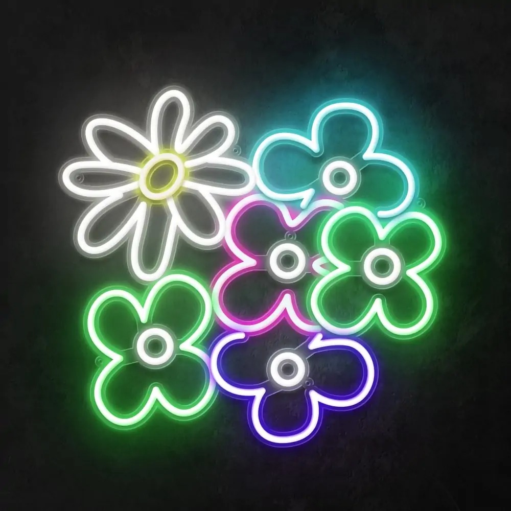 Daisy and Flowers Neon Sign