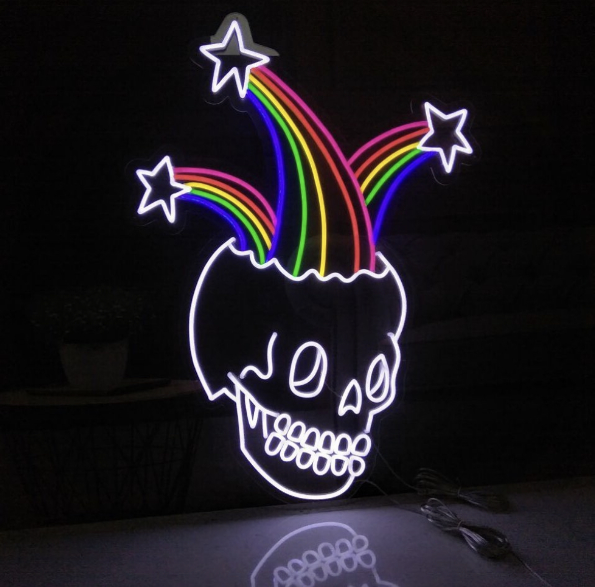  Rainbow Skull - LED Neon Sign