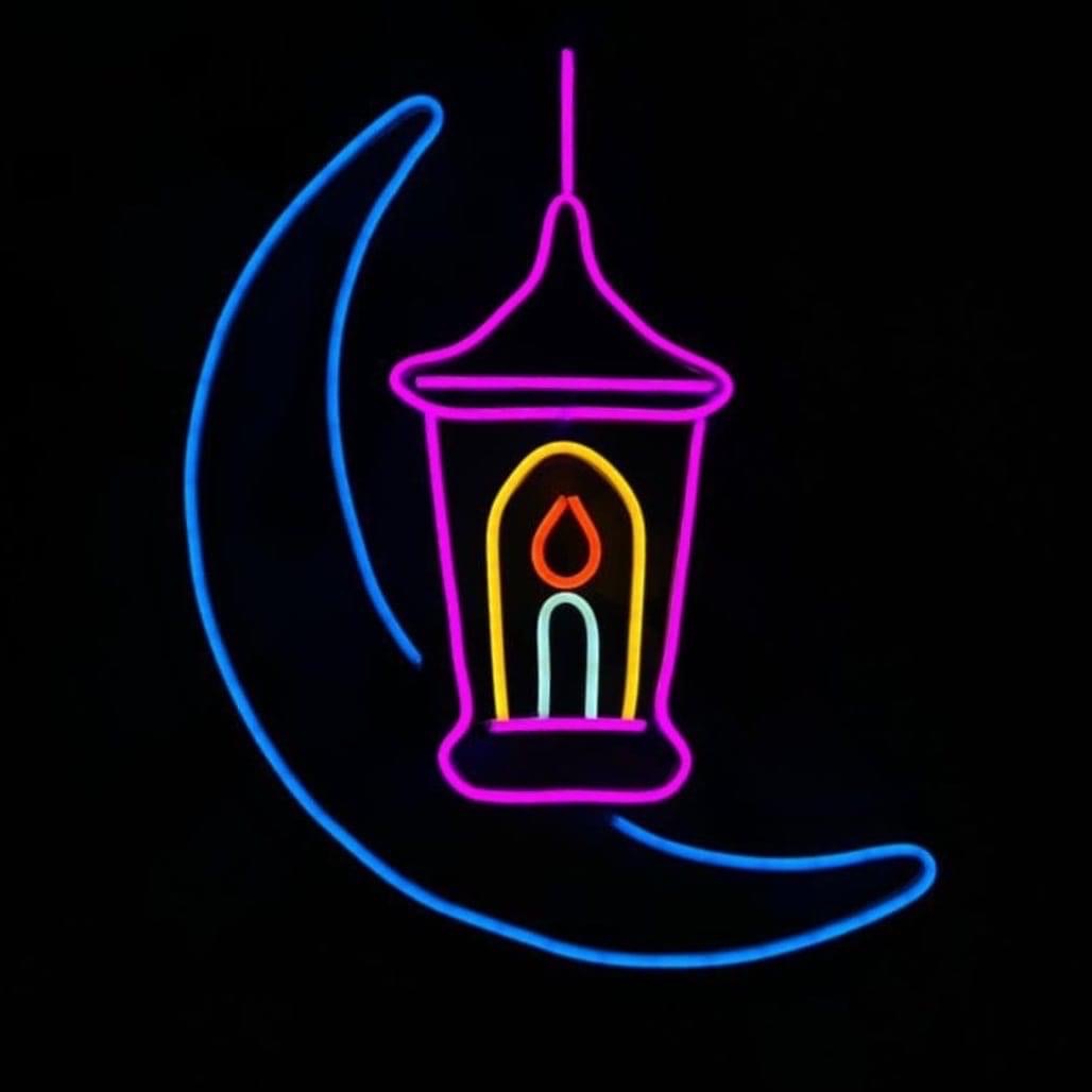 فانوس رمضان مع الهلال - نيون 